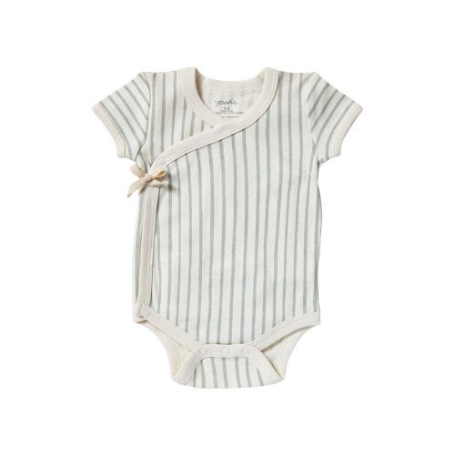 Stripes Away Organic Cotton Wrap Bodysuit, 3-6M