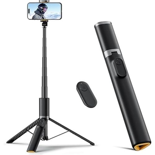 TODI 63" Cell Phone Selfie Stick Tripod, Portable Tripod for iPhone with Wireless Remote, Extendable Smartphone Stand, All-in-1, Compatible with iPhone/Android