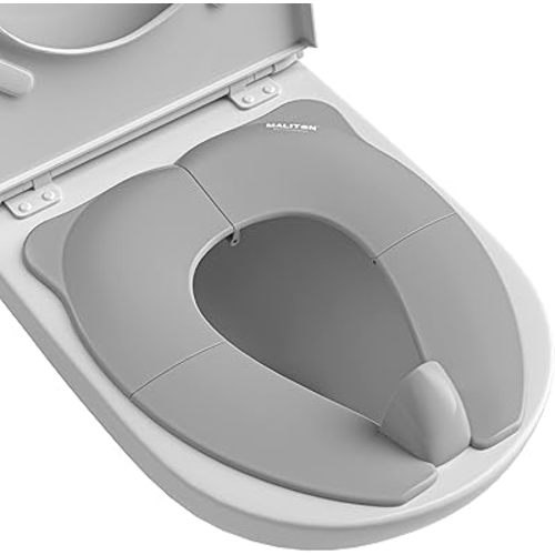 Travel Potty Seat for Toddler & Kid, Maliton Portable Potty Seat with Storage Bag, Foldable Potty for Toddler Travel, Non-Slip Potty Training Toilet Seat Cover with Splash Guard (Grey)