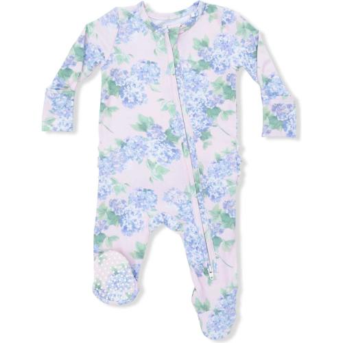 Hydrangeas - 2 Way Ruffle Back Zipper Footie