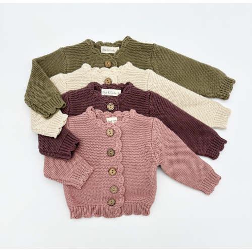 Cotton Knitted baby kids | Sophia Cardigan – Olive and Cradle