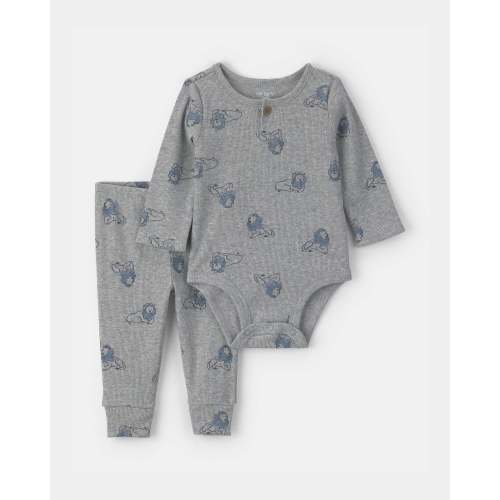 Baby Boy 2-Piece Lion Top & Pant Set - Grey