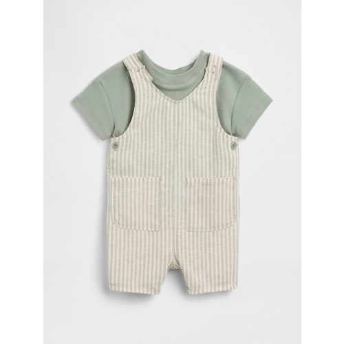 Baby Linen-Cotton Shortall Outfit Set