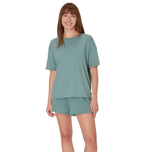 Hanes womens Originals 2 Piece Lounge Set, Comfywear Supersoft Boxy T-shirt & Sleep Shorts Loungewear Set