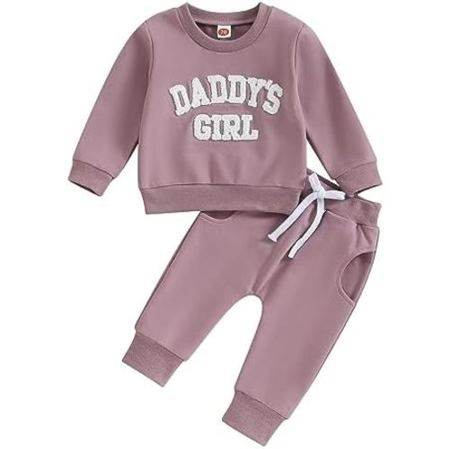 Baby Girl Fall Winter Outfit Daddys Girl Letter Long Sleeve Sweatshirt and Stretch Pants 6 12 18 24M Clothes Set