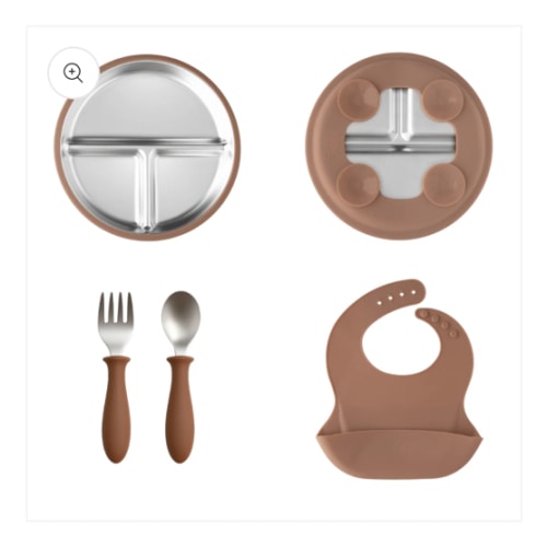 Stainless Steel Toddler Feeding Set 12+ Months- Mocha Mousse