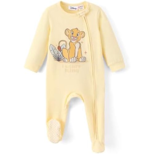 Disney Baby Boys Zip One-Piece Non-Slip Footie Romper for Newborn to Infant