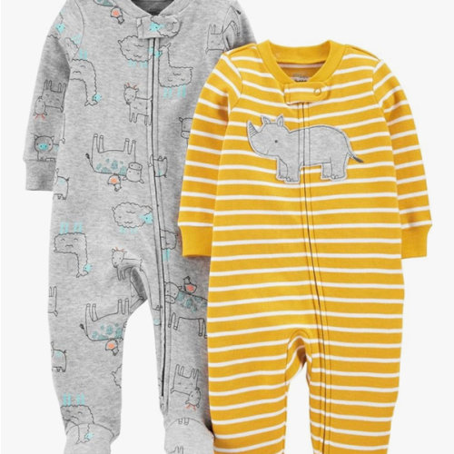 Simple Joys by Carter's baby-boys 2-way Zip Thermal Footed Sleep and Play, Pack of 2 (0-3M)