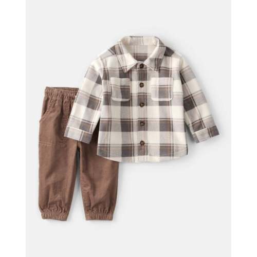 Baby Boy Plaid Long-Sleeve Tee & Pant Set - Carter's | Carter's