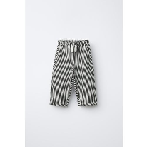 STRIPED PLUSH PANTS - Ecru / Black | ZARA United States