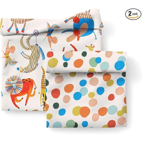 Esembly Snack + Sammy Pouches - Reusable Snack & Sandwich Bags| Storage Bag for Food - Set of 2 - Circus
