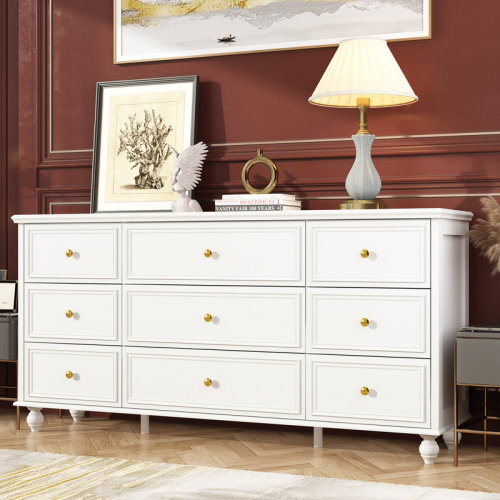 Willa Arlo™ Interiors Pateros 63" Wide 9-Drawer Elegant Painted Dresser with Roman Column Legs & Reviews | Wayfair