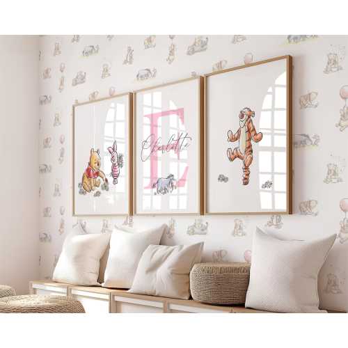Winnie the Pooh Nursery Wall Art: Set of 3 Name Sign Prints