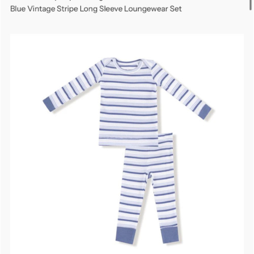 Blue Vintage Stripe Long Sleeve Loungewear Set