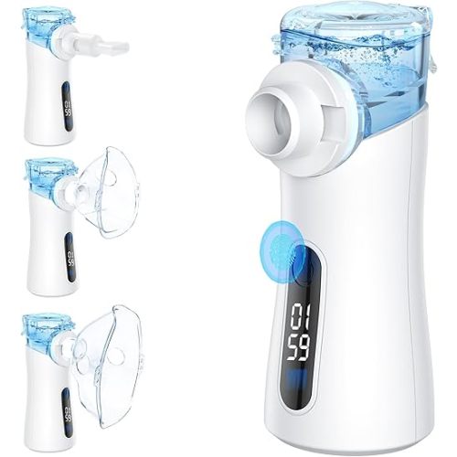 Nebulizer for  Kids, Portable Nebulizer with Intuitive LED Interface & Auto-Cleaning, Inhaler for Respiratory Problems, Rechargeable, for Home Office Travel