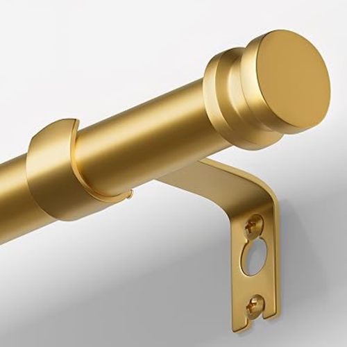 TKZTKZ Sturdy Durable Curtain Rod:Gold Curtain Rods for Windows 18-45 Inch,Adjustable Heavy Duty Curtains Rod for Bedroom/Kitchen/Dorm/Apartment/Door,Small Modern Decorative Drapery Rods (All-Metal)