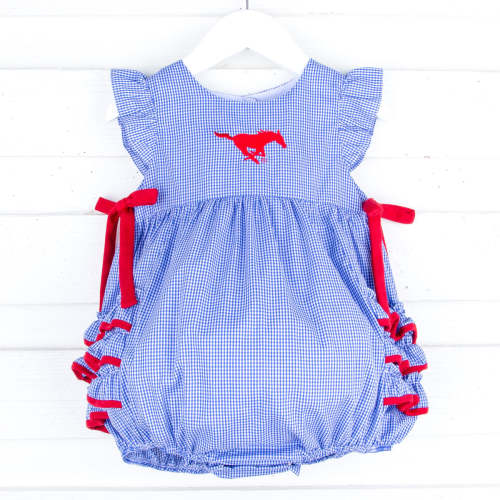 SMU Embroidered Royal Blue Ruffle Bubble