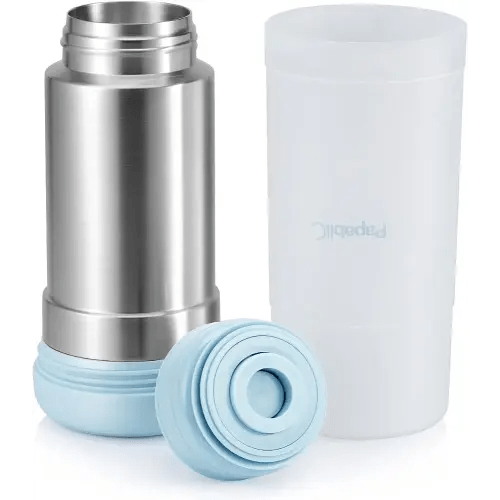 Papablic Portable Travel Baby Bottle Warmer On The Go, Fits Most Car Cup Holders, 12 OZ Stainless Steel Bottle Warmer, Leak-Proof, Safe & Easy to Clean