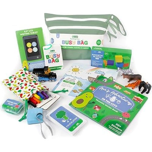 BapronBaby Feeding Littles Busy Bag (Sage) - Toddler Travel Activity Kit, Restaurant Activity Kit for Independent and Family-Wide Play, Age 3+