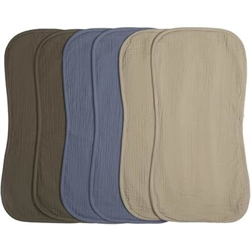 Muslin Burp Cloths 20" x 10",100% Cotton Pack of 6r, Extra Soft and Absorbent,Suitable for both boys and girls