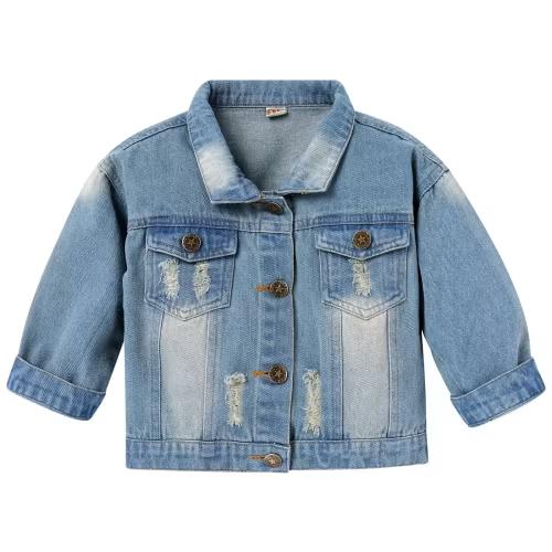 FYMNSI Toddler Fall Jacket Baby Jean Jacket Boys Girls Denim Jacket Cowboy Outerwear Shacket for Kids 6 Months Light Blue