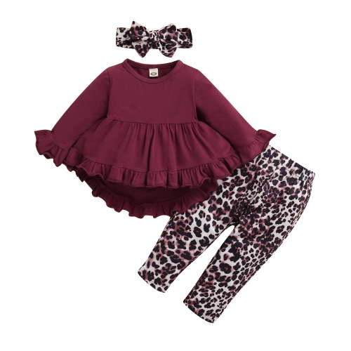 Toddler Baby Girl Clothes Baby Girl Outfits Long Sleeve Tops Leopard Pants Headband 3PCS Outfits 12-18 Months Baby Girl Fall Clothes