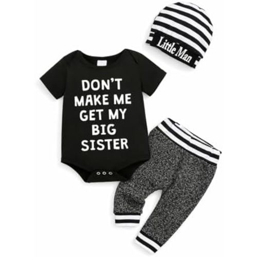 TIZZMING Newborn Baby Boy Clothes Daddy’s Little Dude Letter Print 3‑Piece Infant Clothing Set baby boy summer clothes