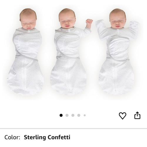 Amazing Baby 6-Way Omni Swaddle Sack Arms Up Swaddle for Newborn, More Options to Calm Startle Reflex, Improves Sleep, Easy Transition Baby Sleep Sack, Small, 0-3 Month, Confetti