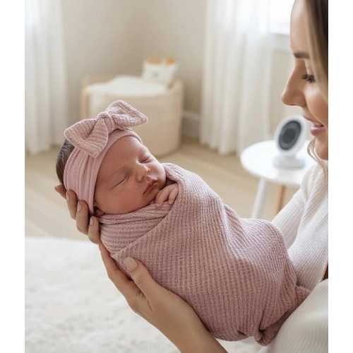 Baby blanket- Baby swaddle- Swaddle set- Baby girl- Soft waffle knit blanket- soft baby blanket- Hospital set- pink