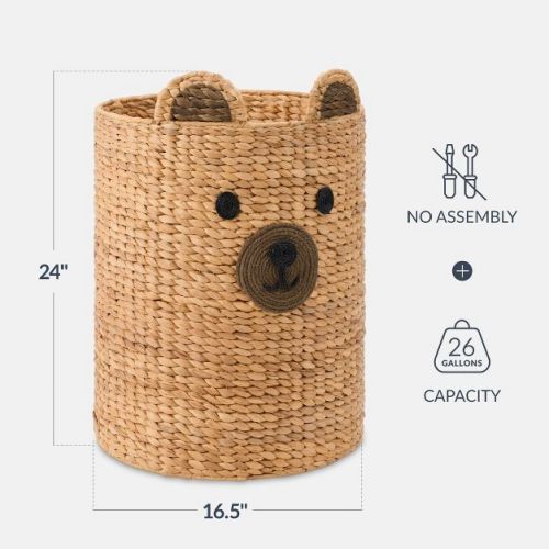 Best Choice Products Kids Large Bear Laundry Hamper, Handwoven Basket, Nursery & Kids Room Storage, 26 Gallon