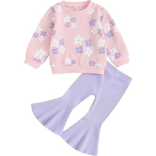 Kupretty Baby Girl Fall Winter Clothes Pumpkin Patch Crewneck Sweatshirts Flare Pants Set Toddler Halloween Outfits