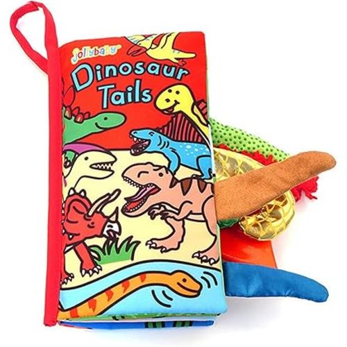 Baby Soft Animal Tails Activity Cloth Book with Crinkle Fabric, Dinosaur Tails