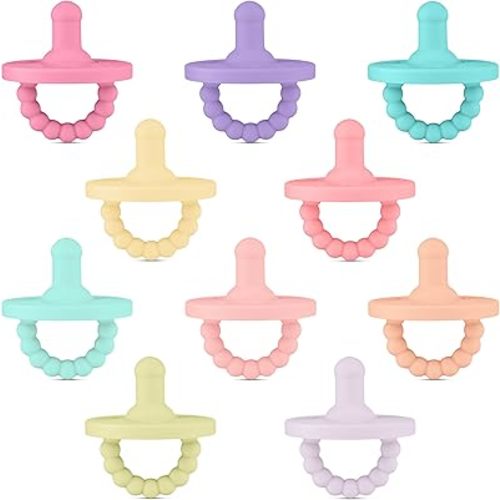 Ryan & Rose Cutie PAT Pacifier Teether 10 Pack Assorted Colors (Whimsy (Girl), Stage 1)