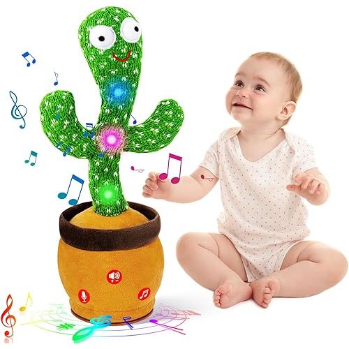 Ayeboovi Dancing Talking Cactus Baby Toy for Boys and Girls, Adjust Volume Singing Mimicking Cactus Toy Recording Repeating What You Say, Funny Cactus Toy with 120 Songs