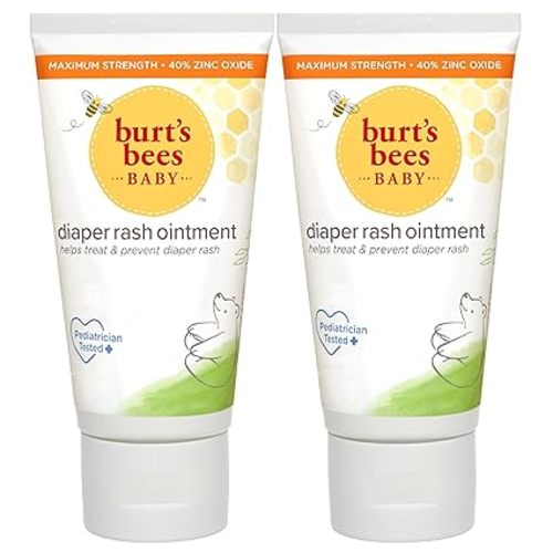 Burt's Bees Baby Diaper Rash Ointment, Maximum Strength, 40% Zinc Oxide, 100% Natural Origin, Pediatrician Tested, Net Weight 3 Ounces , Pack of 2