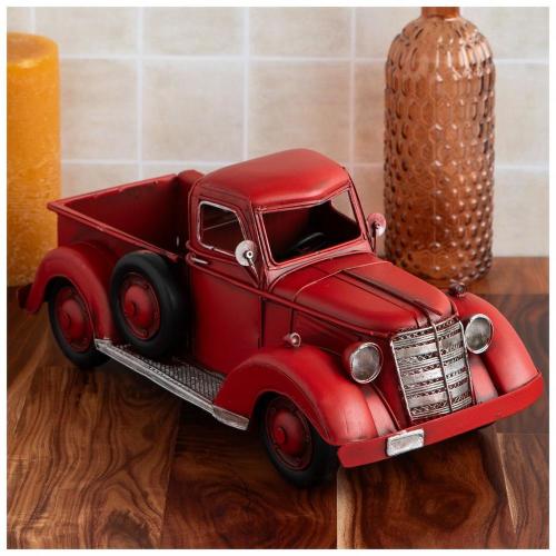 Red Vintage Metal Truck Decor