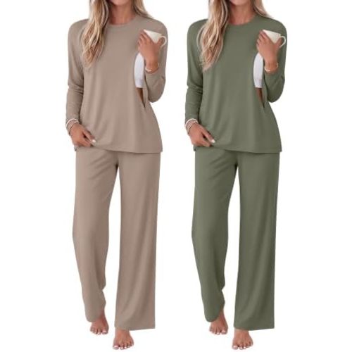 2 Pack Maternity Nursing Pajamas Postpartum Sets