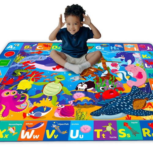 QUOKKA Baby Play Mat Floor - Ocean ABC Rug for Kids Toddlers Infants Extra Thick Large Padded Rug
