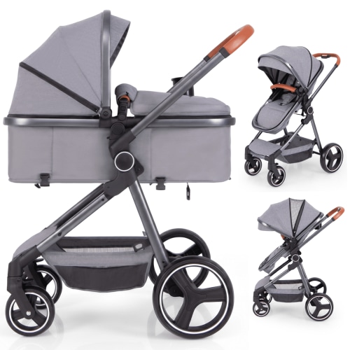 OLAKIDS 2 in 1 High Landscape Convertible Baby Stroller, Newborn Reversible Pram, Foldable Pushchair with Adjustable Canopy, Aluminum Structure, 5-Point Harness for Infant Toddler
