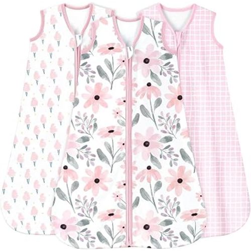 Yoofoss Baby Sleep Sack 6-12 Months 0.5 Tog Wearable Blanket for Baby, 3 Pack 100% Organic Cotton Infant Toddler Sleeping Sack 2-Way Zipper Lightweight Sleep Sack
