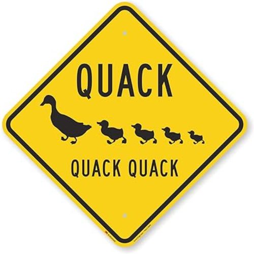 SmartSign "Quack Quack Quack" Duck Crossing Sign | 18" x 18" 3M Engineer Grade Reflective Aluminum, Made in USA