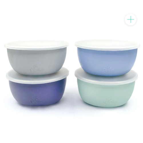 Stainless Steel Bowl with Silicone Sleeve + Lids