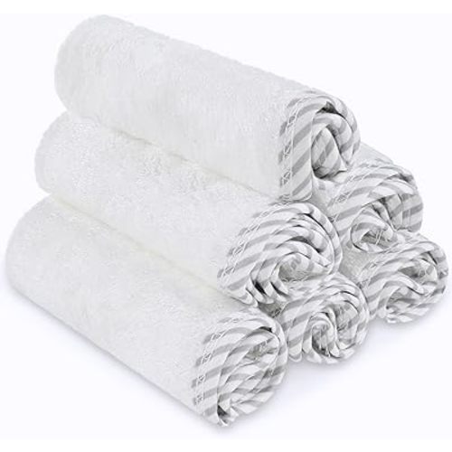 Washcloths for Newborn — Rayon from Bamboo Washcloths, Baby Wash Cloths Soft, Wash Cloths for Babies, Baby Wash Cloth — 6 Pieces, White