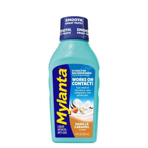 Mylanta Heartburn and Gas Relief Vanilla Caramel Liquid Antacid, 12 fl oz
