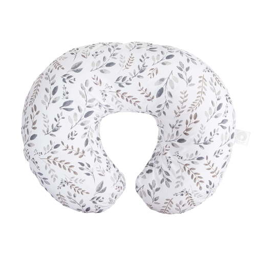 Original Nursing Pillow, Gray Taupe Leaves, Ergonomic Nursing Essentials for Bottle and Breastfeeding, Firm Fiber Fill, with Removable Pillow Cover, Machine Washable