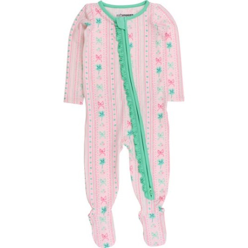 Baby Girls Modal Blend Ruffle One Piece Footie Pajamas, 0-3M