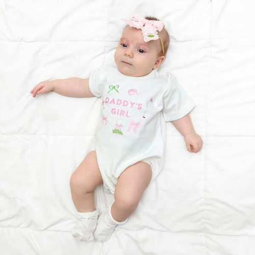 Daddy's Girl Golf Icon Short Sleeve Romper, White - Sweet Wink | Maisonette