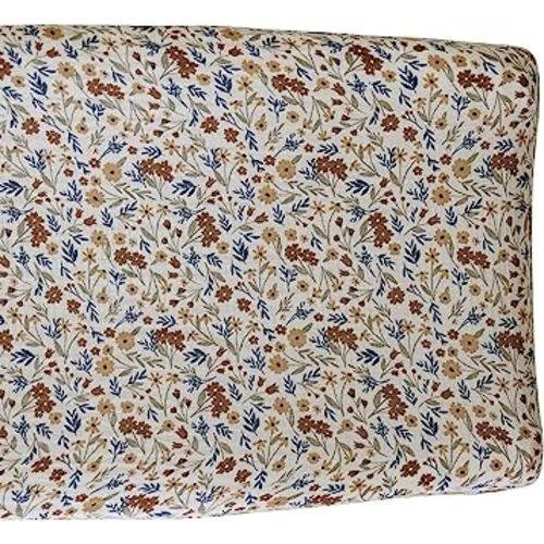 Mebie Baby Changing Pad Cover, Harvest Floral, 100% Muslin Cotton Changing Table Pad Cover for Baby Boy and Girl, Designer Nursery Decor Covers, Diaper Changing Pad Cover for Changing Station