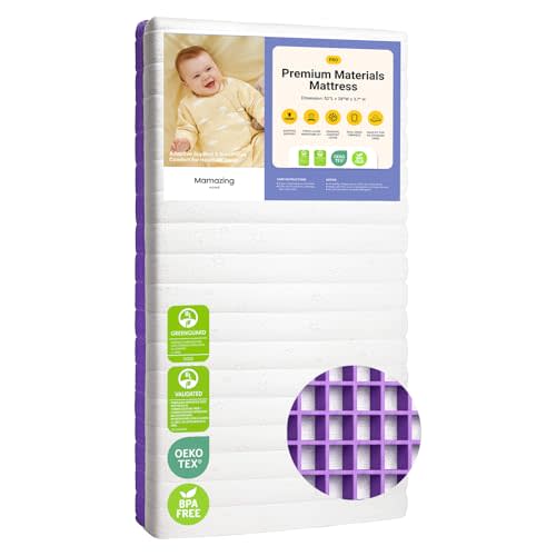 MAMAZING Aerobase Pro Crib Mattress, Dual-Core Spine Support & Breathable Design, PCM Temperature Regulation, Washable Infant & Toddler Mattress, Fits Standard Crib & Toddler Bed (52 x 28 x 3.7 in)