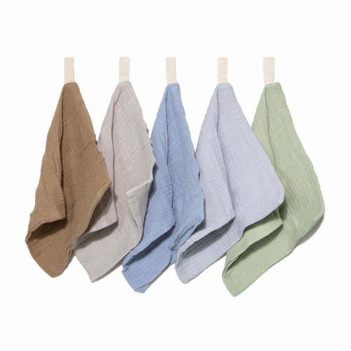 Organic Muslin Baby Wash Cloths, Soft & Gentle for Newborns - 5 Pack - Earth and Sky